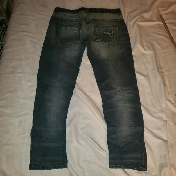 Zara Basic Denim Heritage Z1975 Distressed Straight Jeans Size 10‎ - Picture 6 of 11